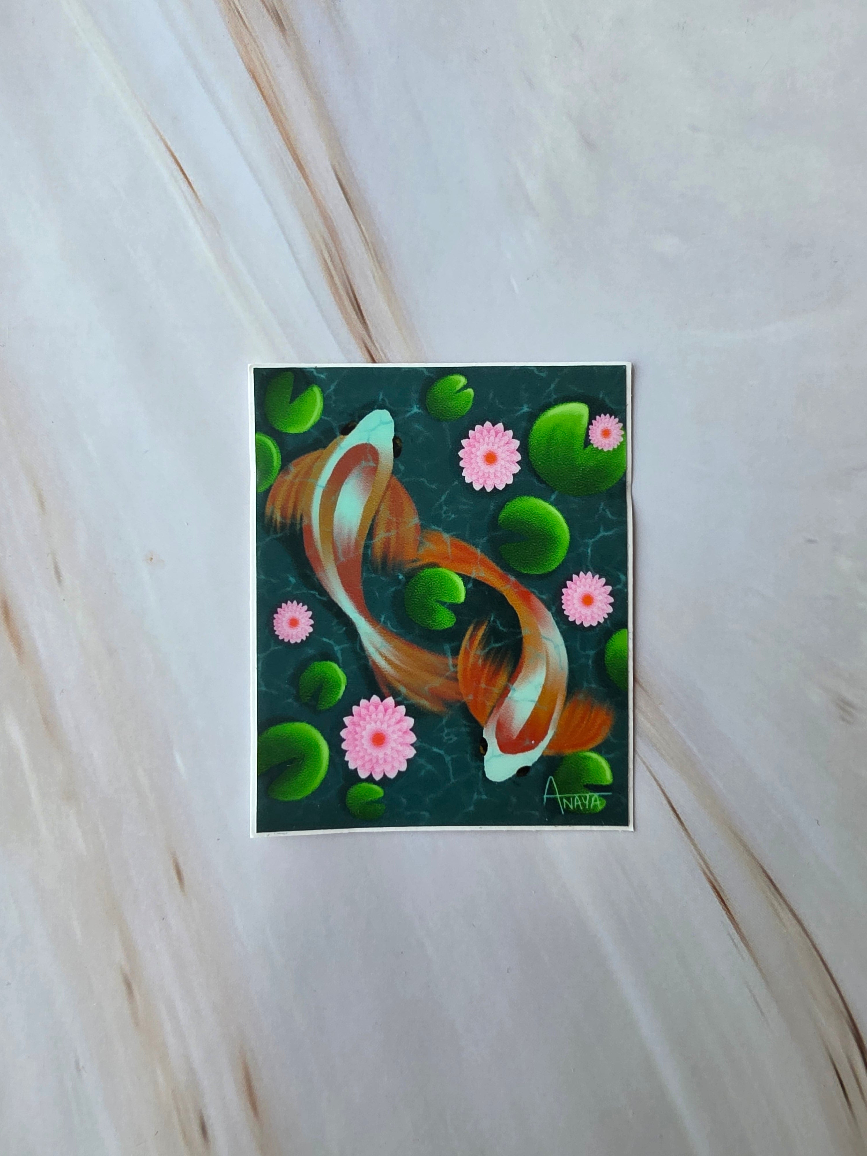 Koi fish swimming in a pond