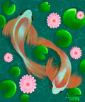 Koi fish swimming in a pond